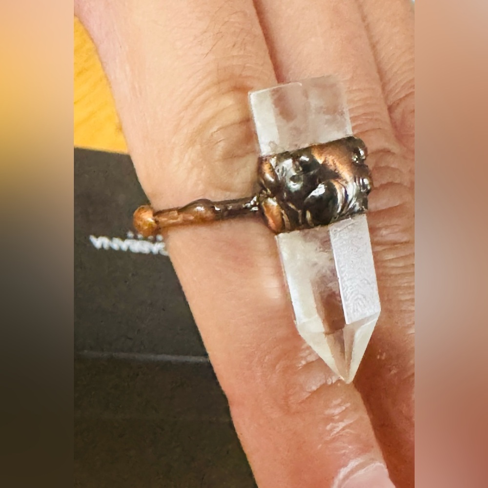 Women’s handmade crystal stone welded adjustable ring jewelry